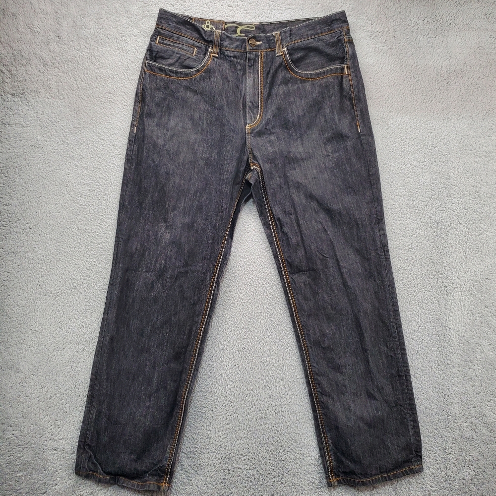 Eight 732 Jeans Mens 38x34 Y2K Hip Hop Streetwear Straight Leg Gray Black